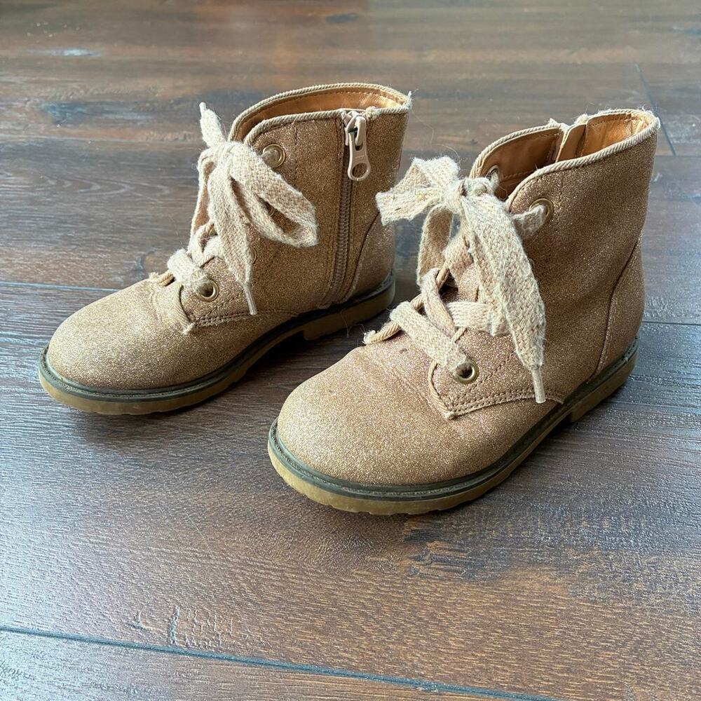 Rose gold glitter ankle boots, Girls Size 10